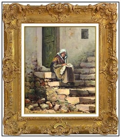 Franco Colella Original Oil Painting On Canvas Signed Female Portrait Framed Art