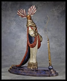 Erte Signed Bronze Sculpture Ermine Brocade Original Romain De Tirtoff Art Large
