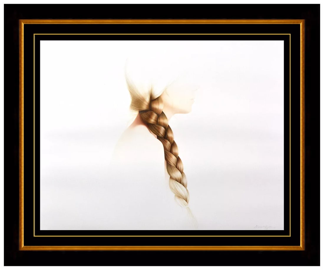 Alan Magee Original Watercolor Painting Signed Female Portrait Framed Artwork: This lot includes:Gallery COA & free domestic shipping (*insurance and international shipping for an additional charge)Artist: Alan MageeTitle: The Braid Medium: WatercolorSize: 22.5" x 29" Framed: 30