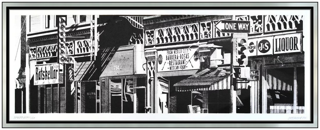 Robert Cottingham Barrera Rosas Drypoint Etching Large Hand Signed Modern Framed (1 of 6)