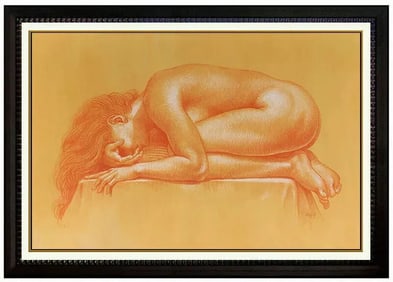 Michael Bergt Rare Gouache Painting Original Nude Female Portrait Signed Framed