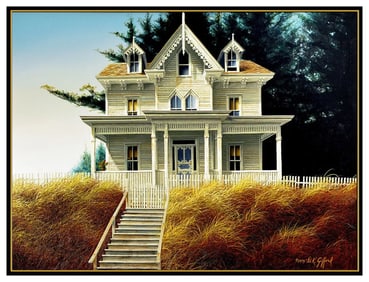 Douglas K. Gifford Acrylic Painting On Canvas Signed Large House Landscape Art