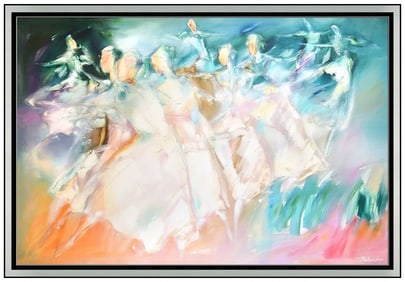 Jean Richardson Large Original Oil Painting On Canvas Signed Figurative Framed