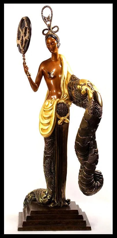 Erte Signed Bronze Sculpture Large Bamboo Original Art Antique Painting (1 of 3)