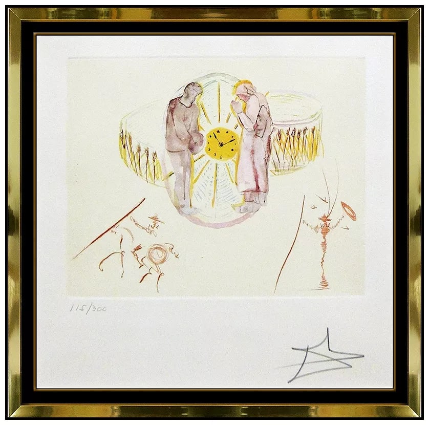 Salvador Dali Ones Identity Color Etching Hand Signed Clock Watch Surreal Art (1 of 5)