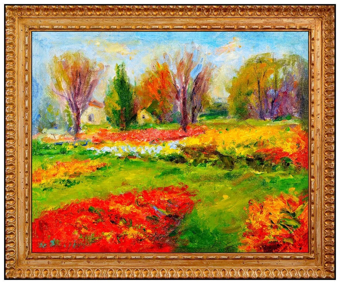 Michael Sileikis Oil Painting On Canvas Board Signed Floral Landscape Artwork (1 of 5)