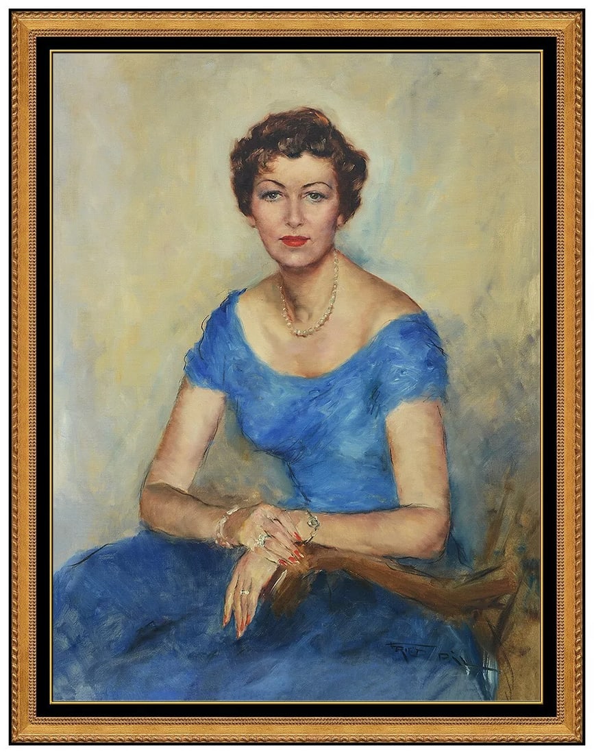 Pal Fried Large Original Oil Painting On Canvas Signed Female Portrait Artwork: This lot includes:Gallery COA & free domestic shipping (*insurance and international shipping for an additional charge)Artist: Pal FriedTitle: DignifiedMedium: Oil Painting On CanvasSize: 40” x