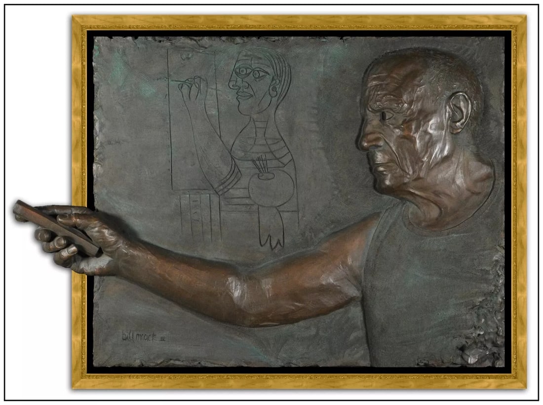 Bill Mack Original Signed Bonded Bronze Relief Sculpture of Pablo Picasso (1 of 6)