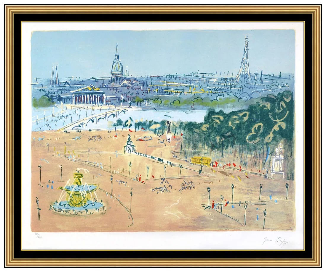Jean Dufy Original Signed Place de la Concorde Lithograph Print Framed Art (1 of 6)