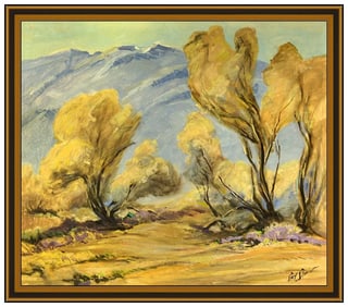 Carl Schmidt Large Original Western Landscape Painting on Board Signed Framed