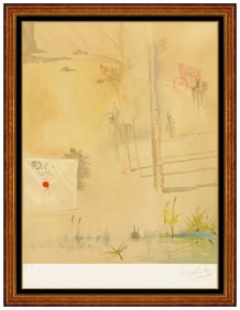 Salvador Dali Color Lithograph Marquis De Sade Arrival Hand Signed Framed Art