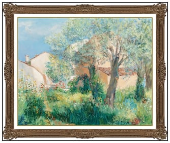Gustave Nebel Large Original Landscape Oil Painting on Canvas Signed Framed