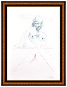 Salvador Dali Le Colosse Nude Male Portrait Color Etching Hand Signed Art