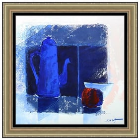 Emile Bellet Still Life Original Oil on Canvas Painting Signed Framed