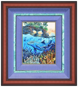 Robert Lyn Nelson Dolphin Original Acrylic Painting on Board Signed Framed