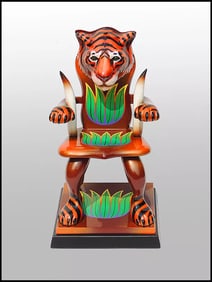 Dan Meyer Tiger Chair Sculpture Hand Signed Painting Artwork