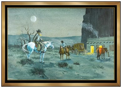 Gerry Metz Western Horse Oil Painting on Board Signed Framed Artwork