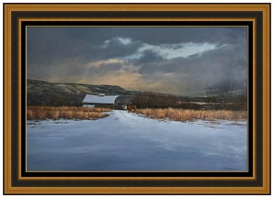 Travis R Humphreys Winter Landscape Oil Painting on Board Signed Artwork