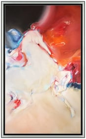 Jean Richardson Abstract Horse Oil Painting on Canvas Signed Framed Art