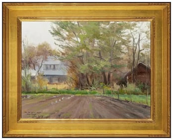 Clyde Aspevig Farm Landscape Oil Painting on Canvas Signed Authentic Art
