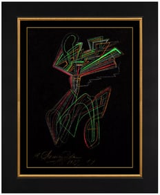 Mihail Chemiakin Abstract Modern Pastel Painting on Canvas Signed Artwork