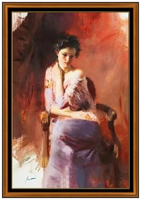Pino Daeni Female Portrait Oil on Canvas Signed Large Framed Original