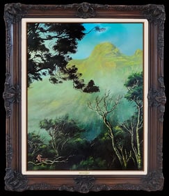 Christian Riese Lassen Hawaii Landscape Oil Painting on Board Signed Art