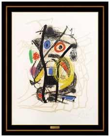 Joan Miro Hommage A Helion Lithograph Hand Signed Abstract Framed Artwork