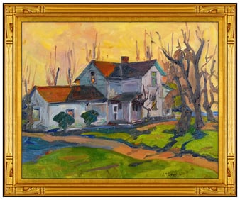 Jeannette Maxfield Lewis Landscape Oil Painting on Canvas Board Signed Art