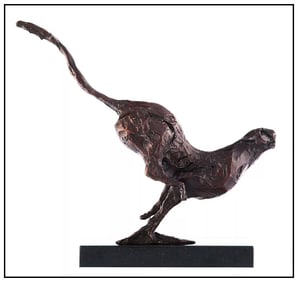 Vincent Da Silva Wildlife Cheetah Bronze Sculpture Signed Animal Artwork