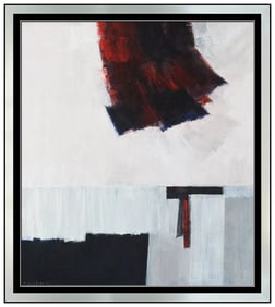 Pierre Fichet Modern Abstract Oil Painting on Canvas Signed Framed Art