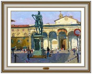 Ken Howard Florence Italy Street Painting on Canvas Signed Framed Art