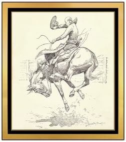 Robert Farrington Elwell Western Cowboy Horse Drawing Signed Original Artwork