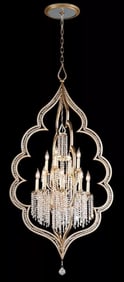 Corbett and Bijoux Iron Chandelier with Silver Leaf and Crystal Lighting
