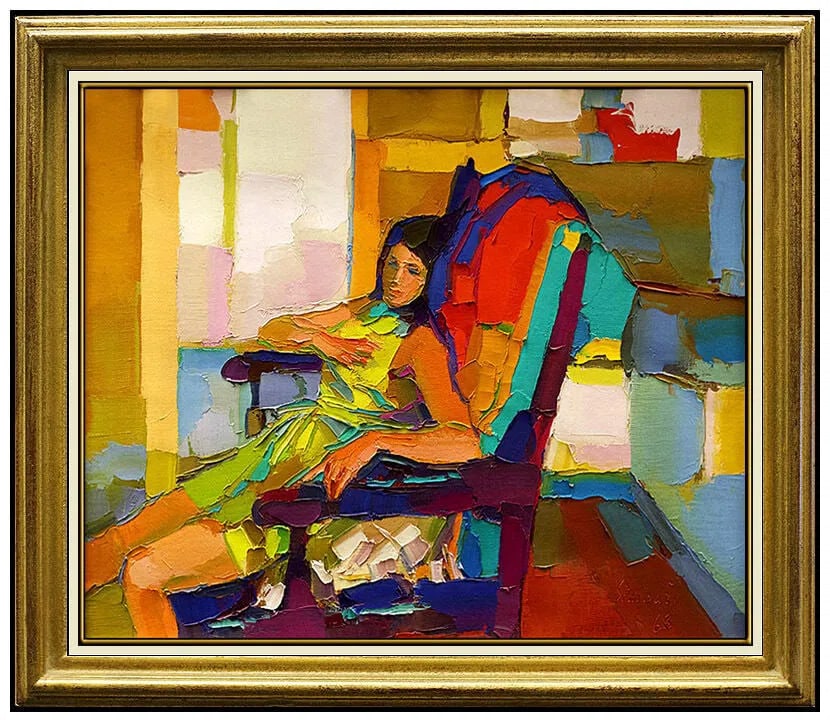 Nicola Simbari Female Portrait Oil Painting on Canvas Signed Original Art (1 of 5)