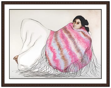 R.C. Gorman Sandra's Shawl Color Lithograph Signed Native Artwork Framed