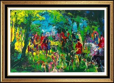 Leroy Neiman Chateau Hunt Horse Sports Color Serigraph Signed Artwork