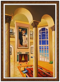 Orlando Quevedo Interior Oil Painting on Canvas Signed Large Framed Artwork