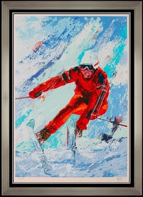 Mark King Downhill Snow Skiing Serigraph Signed Large Sports Artwork