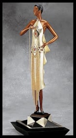 Erte Cafe Society Bronze Sculpture Signed Original Large Romain De Tirtoff