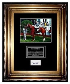 Secretariat Horse Racing Hair Lock Framed Triple Crown Winner Big Red Charity