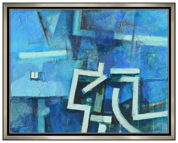 David Pryor Adickes Large Abstract Oil Painting on Board Signed Original Art