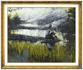 Richard Murray Landscape Oil Painting on Canvas Signed Large Framed Artwork