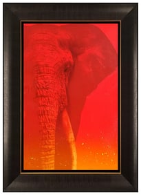 Adam Scott Rote Elephant Animal Acrylic Painting on Canvas Signed Original