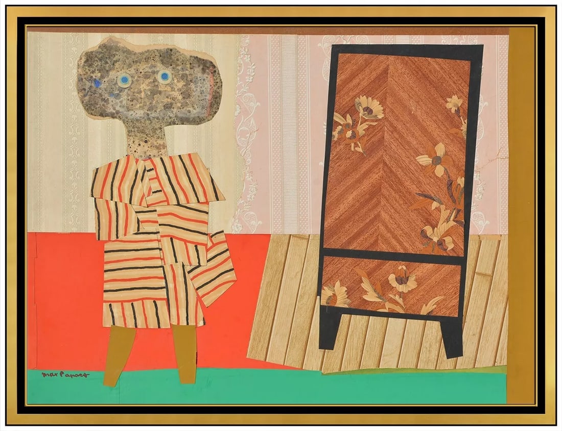 Max Papart Large Original Painting On Board Collage Signed Framed Figurative Art (1 of 6)