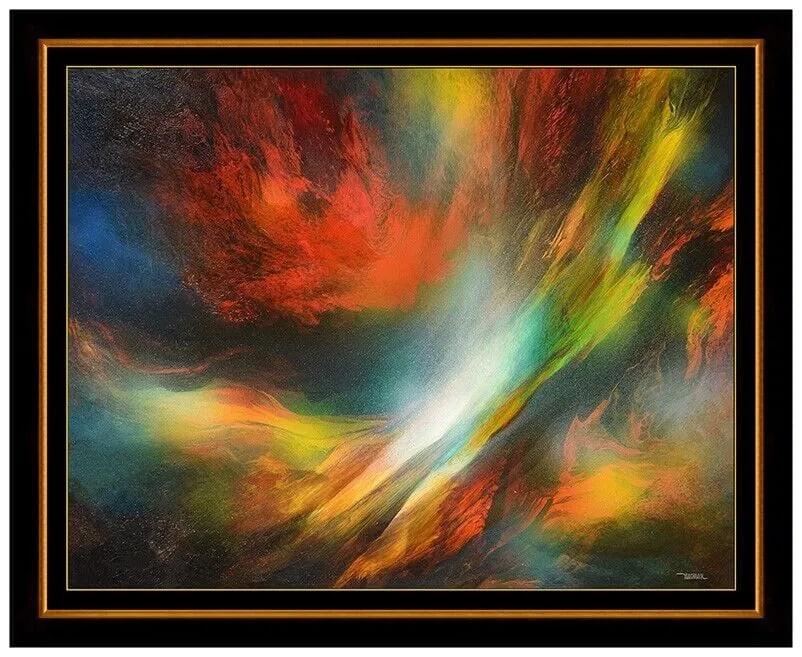 Leonardo Nierman Original Large Oil Painting on Board Signed Abstract Framed Art (1 of 5)