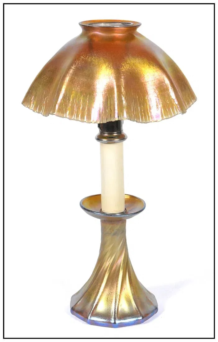 Tiffany Studios Original Favrile Glass Candle Lamp New York Signed Artwork (1 of 4)
