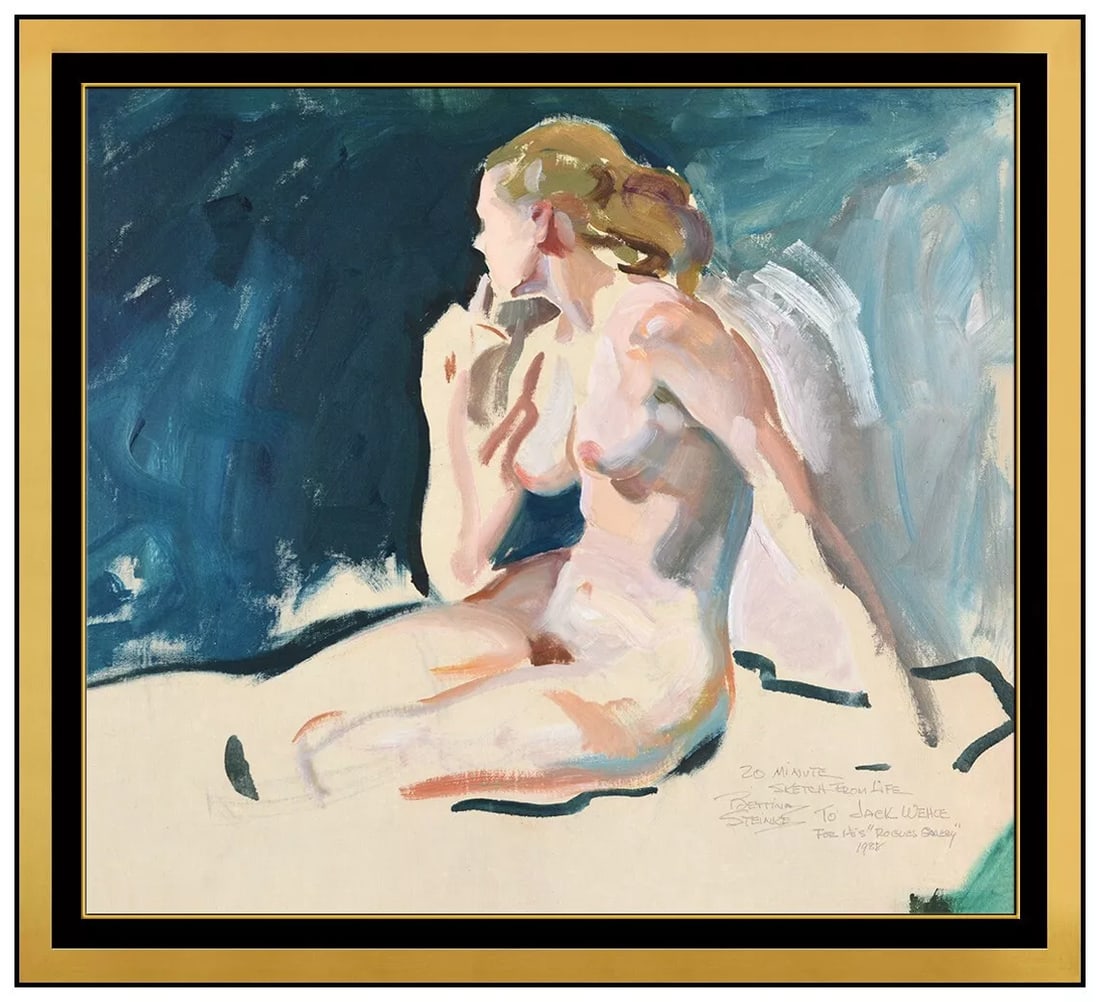 Bettina Steinke Original Oil Painting On Board Signed Portrait Framed Artwork (1 of 4)