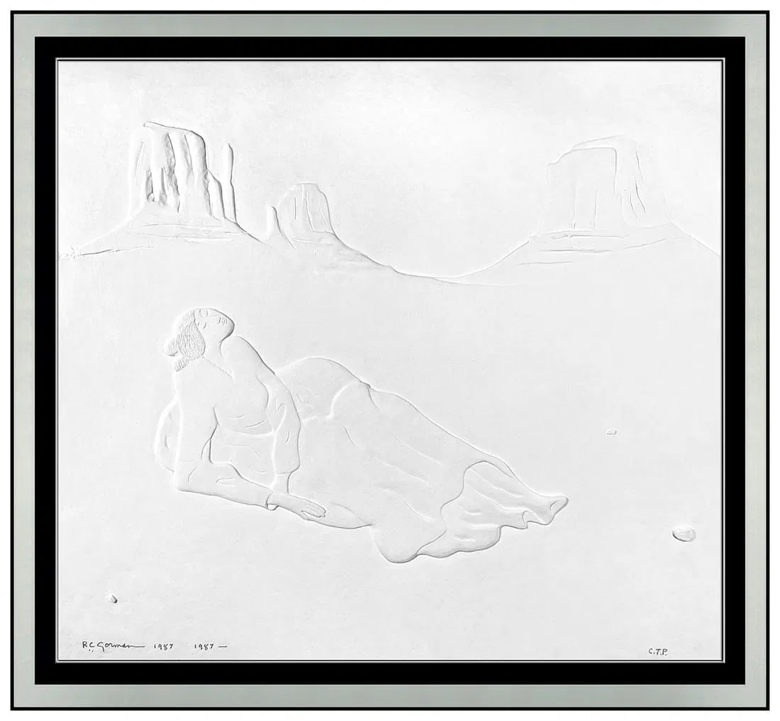R.C. Gorman Original Cast Paper Relief Print Hand Signed Framed Native Artwork (1 of 8)