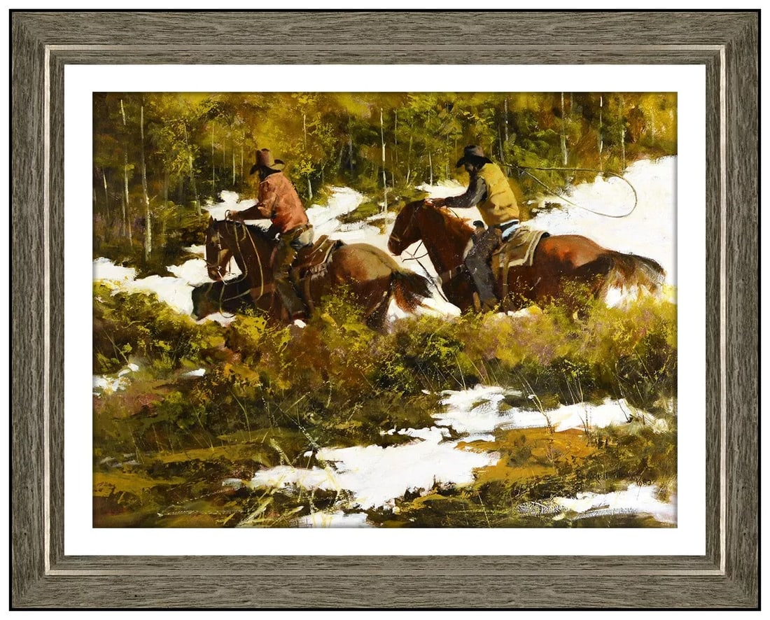 Richard D Thomas Original Oil Painting On Board Western Horse Signed Framed Art (1 of 4)